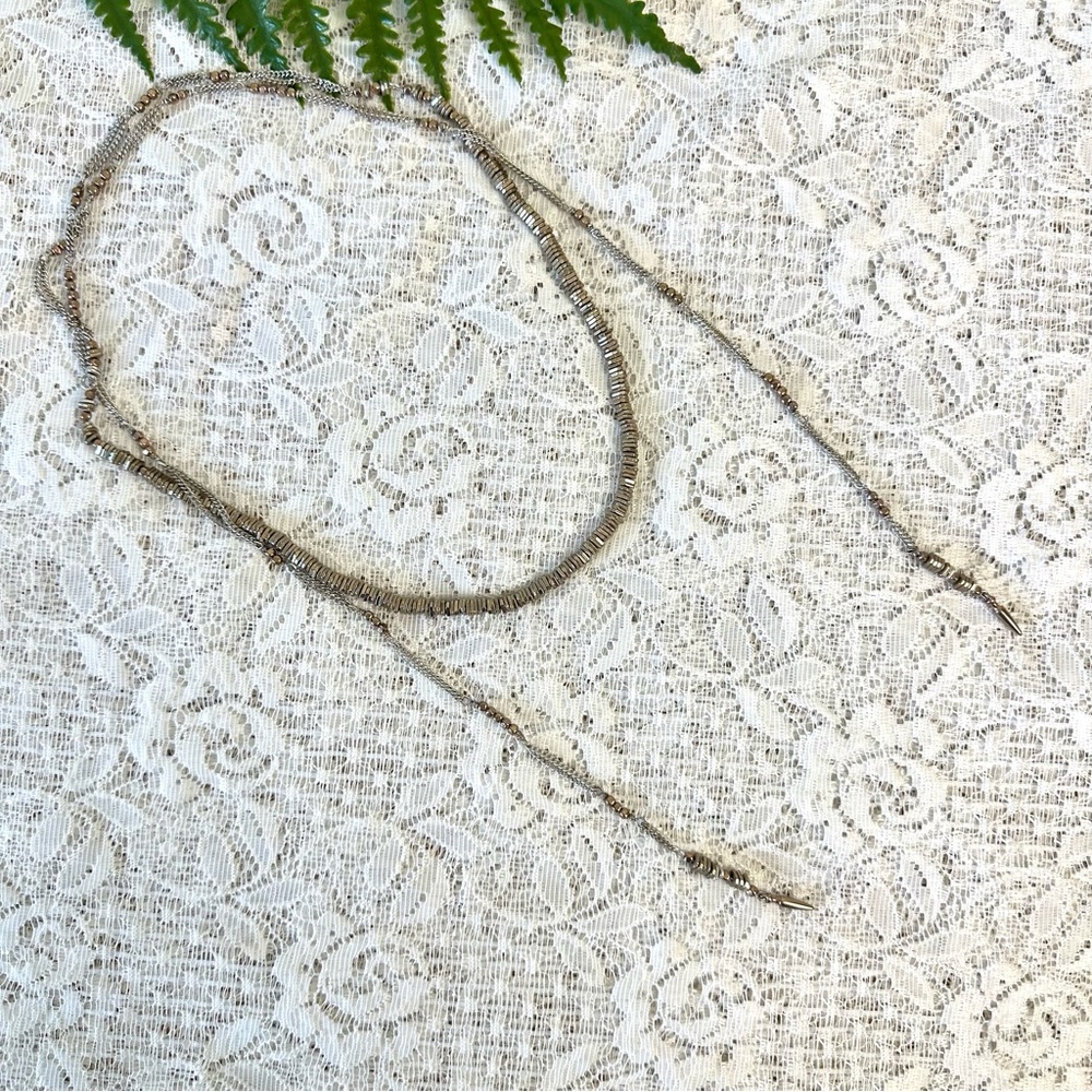 *FreeAddOn Silver Rose Gold Metal Wrap Necklace 48”